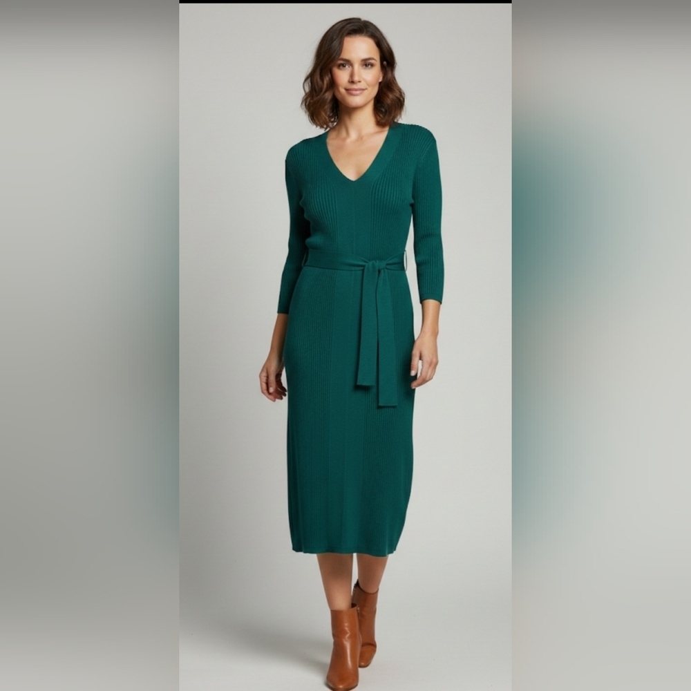 Calvin Klein Teal Long Sleeve knit dress